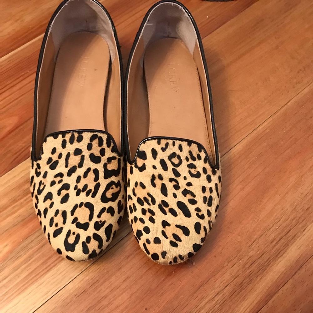 J Crew cheetah hide loafers size 8